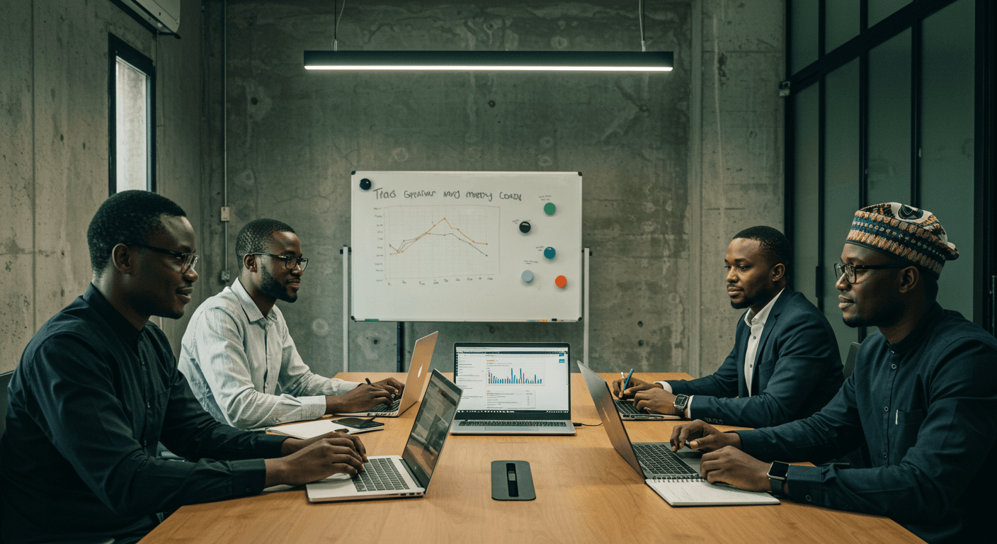 Team collaborating in a modern workspace